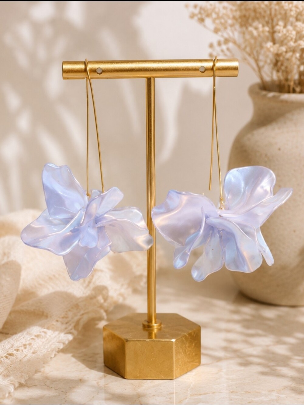 Boho Rose Petal Resin Earrings